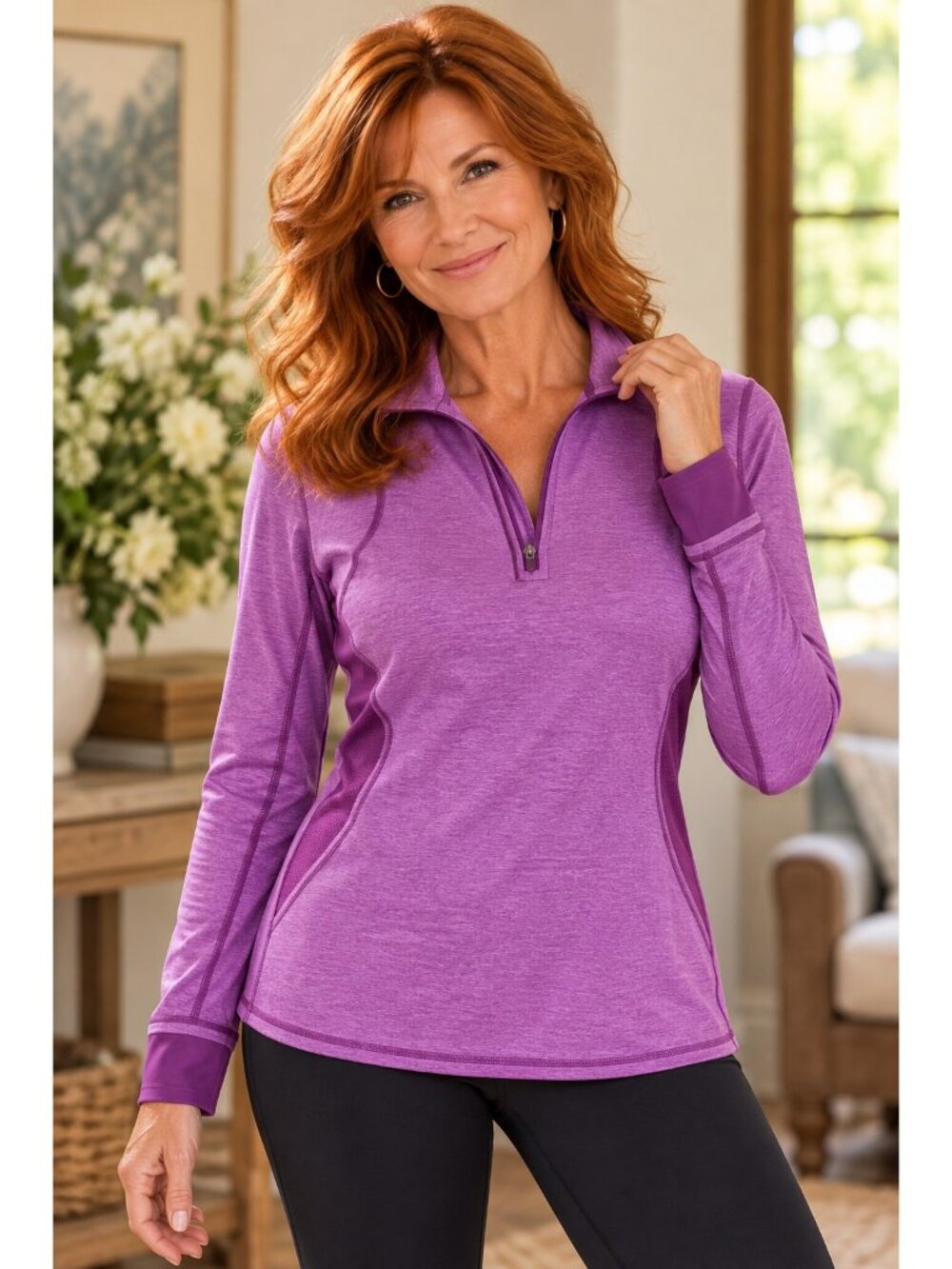 C9 Champion Women S Purple 1/4 Zip Gorpcore Athletic Mesh Performance Top Gym